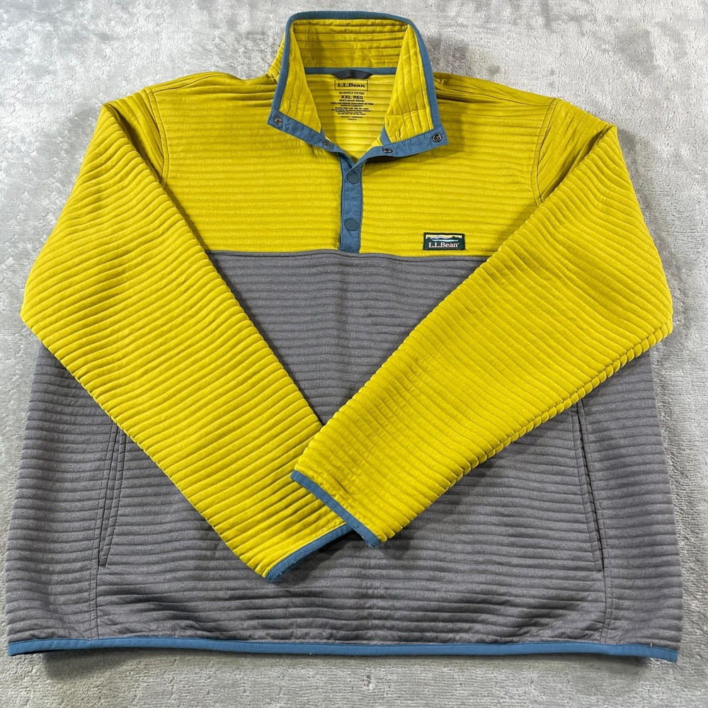 LL Bean Airlight Pullover Jacket Mens XXL Colorblock Ribbed Quilted Snap Outdoor